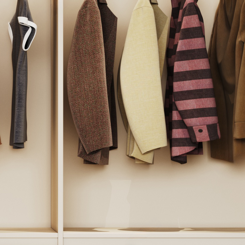 Beige Manufactured Wood Independent Wardrobe Closet with Soft Close Drawer, Soft Close Door, Interior Shelves, and Articulated Mechanism - image 4