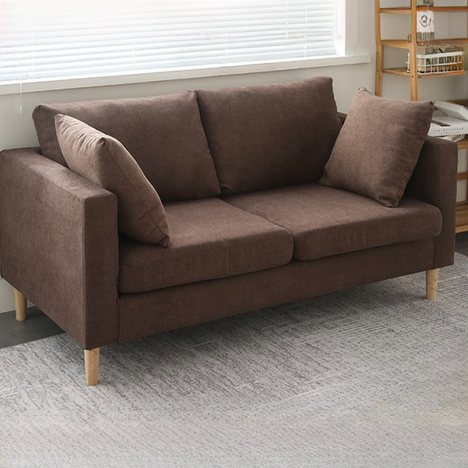 Cream/Dove Grey/Cerulean Loveseat with Slipcover, Wide Pillow Back, Receptacle and 2 Pillows