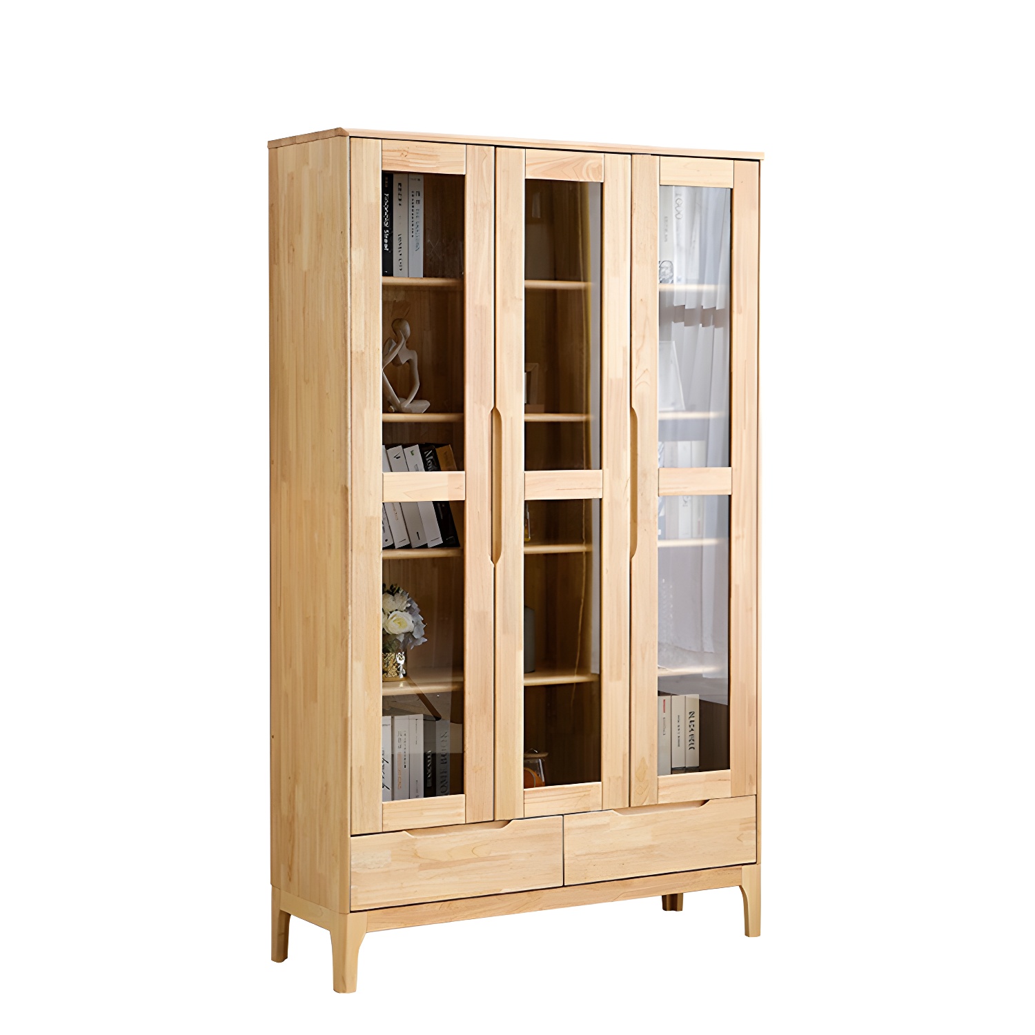 Glass Door Accent Cabinet 76.77" Tall Wood Cabinet with Drawers - image 13