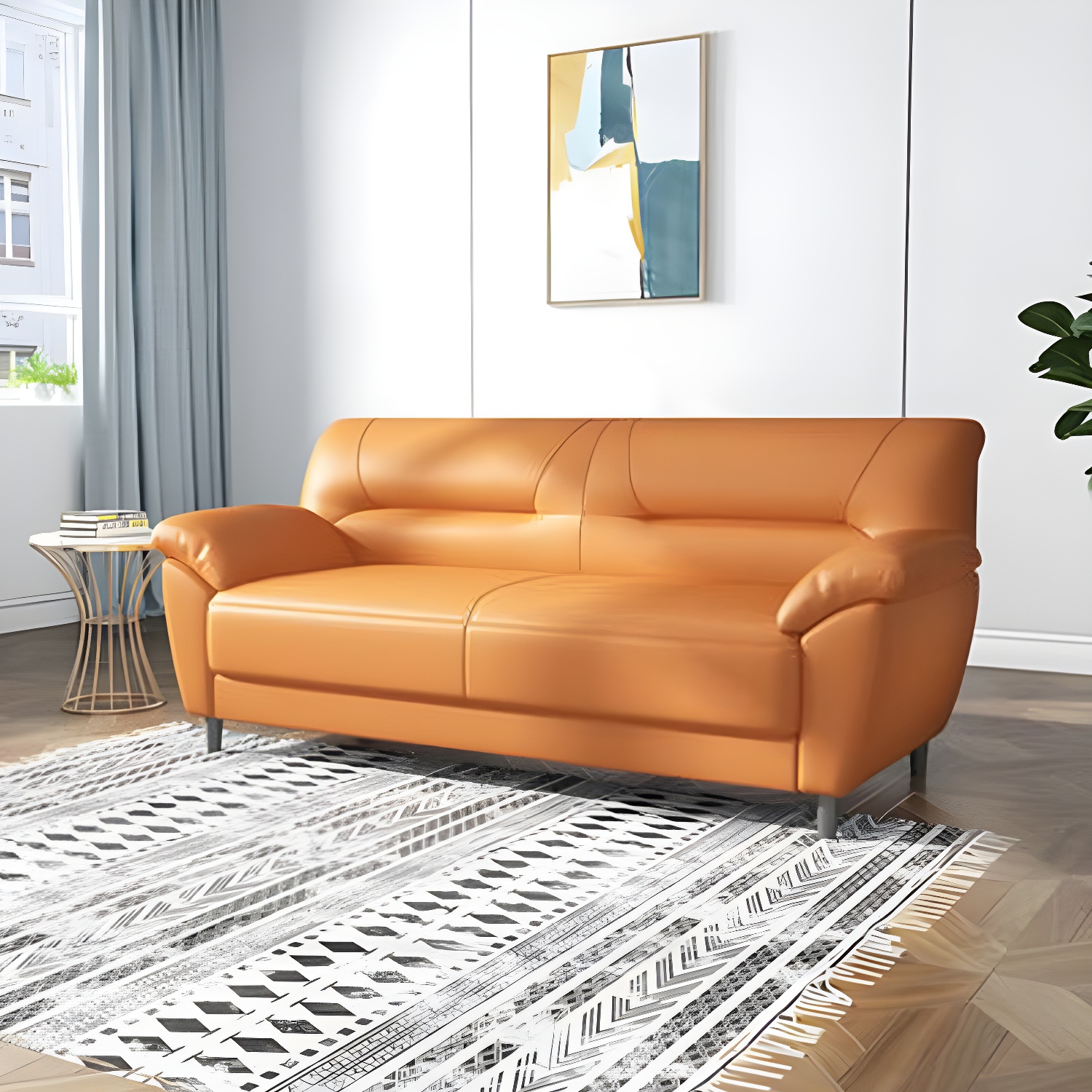 Leather Modern 2/3-seat Pillow Top Arm Sofa 70.87"/55.12" W Sewn Pillow Back Sofa - image 17