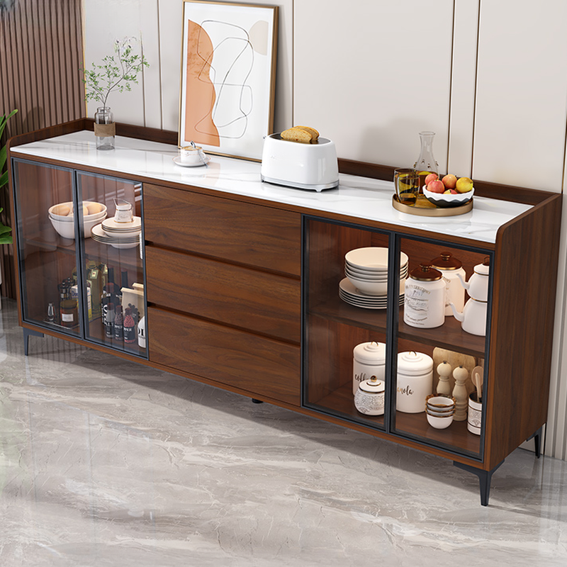 Standard/Narrow/Wide Oven Cabinet with 3 Drawers, Cupboard, Cabinets Storage, Sintered Stone Countertop, Glass-panel Door, and Flexible Shelf - image 4
