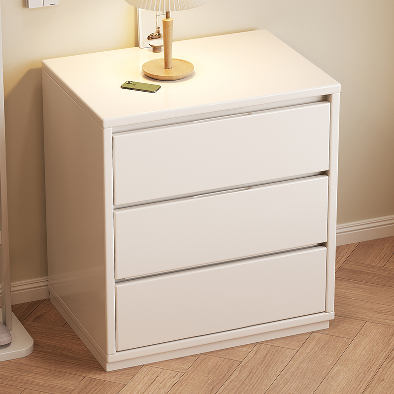 Modern Simple Style Rectangular Detached Decorative Cabinet with Scratch-immune Rubberwood, Chalk/Sepia/Wood Color Top, and Soft Close Drawer