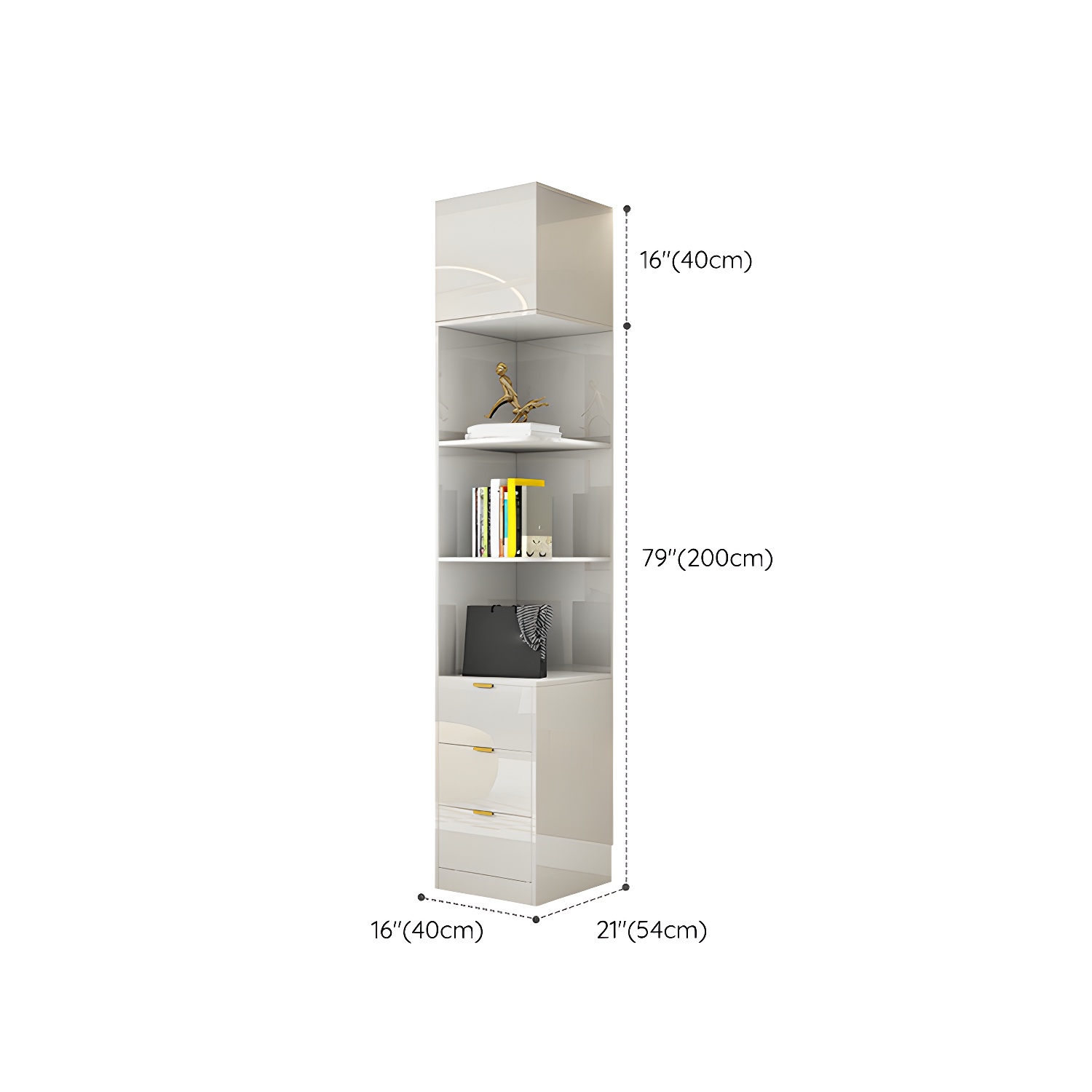 White Modern Style Wardrobe Cabinet Engineered Wood with Garment Rod - image 35