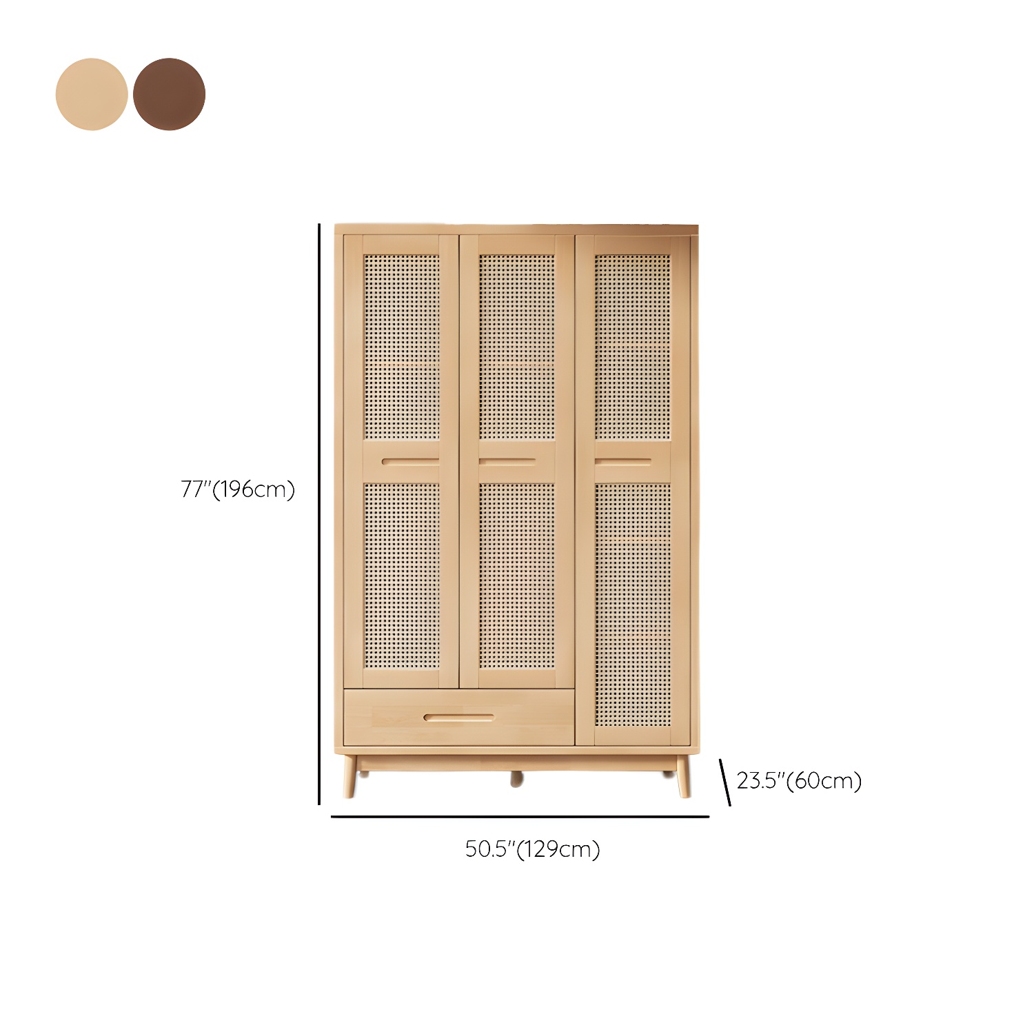 Modern Rubberwood Solid Wood Wardrobe Freestanding Wardrobe with Drawer - image 14