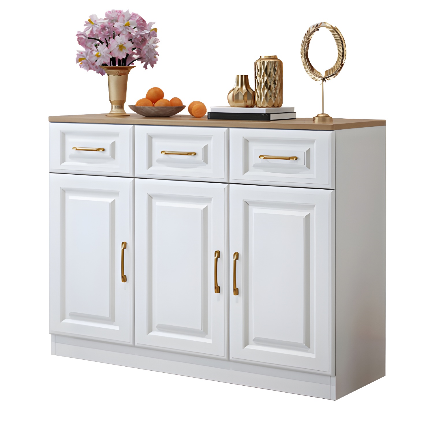 Modern Wood Buffet Sideboard with Cabinets, Drawers, and Shelves - No Distressing - image 16