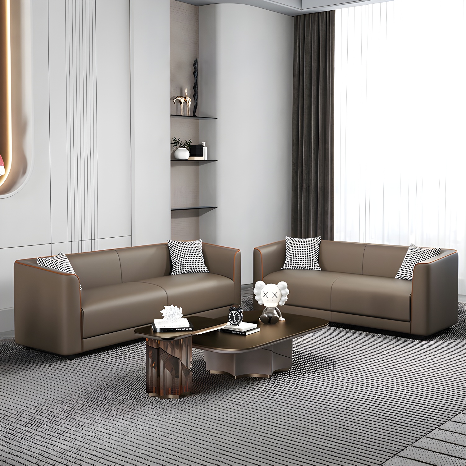 Tuxedo Arm Sofa with Tight Back 25.98" High Contemporary Faux Leather - image 11