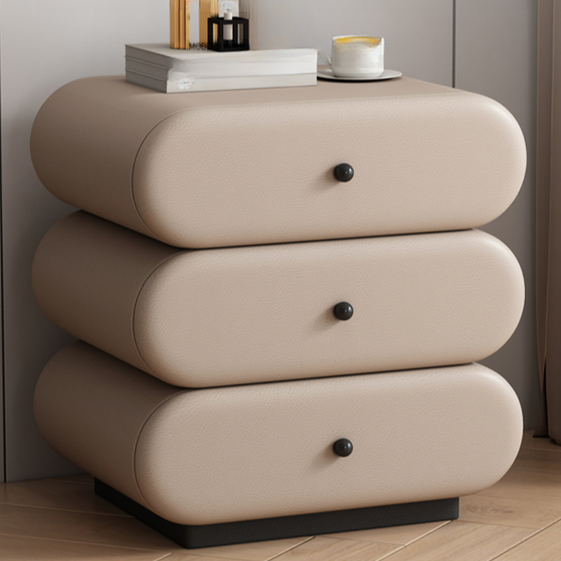 Old School 3-Tier Pleather Countertop Drawer Storage Nightstand - image 9