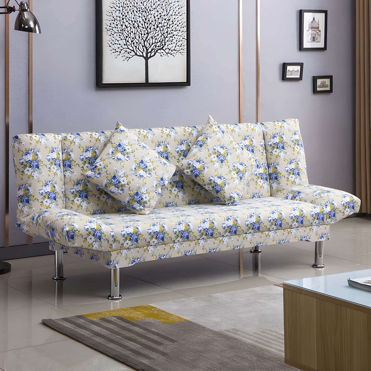 Silver Transitional Modern Tight Back Sofa Bed 29.53"High Armless Sofa Bed - image 14