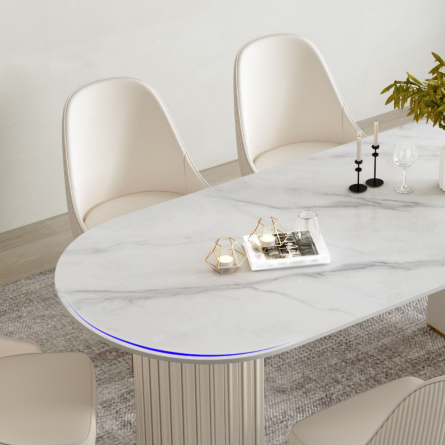 Glam 1/2/5/6/7 Pieces Dining Set Oval Sintered Stone Dining Table Set - image 6