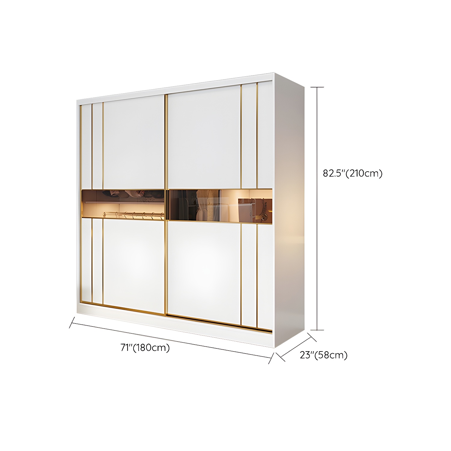 Modern White Wardrobe Armoire with Mirror, Drawers & Clothing Rod - image 16