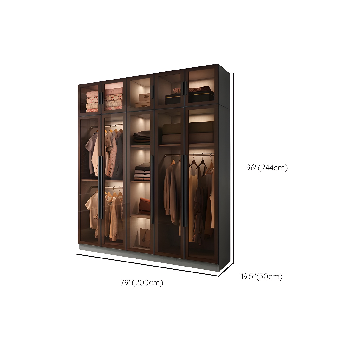 Modern Wardrobe Cabinet Glass and Engineered Wood Wardrobe Closet - image 18