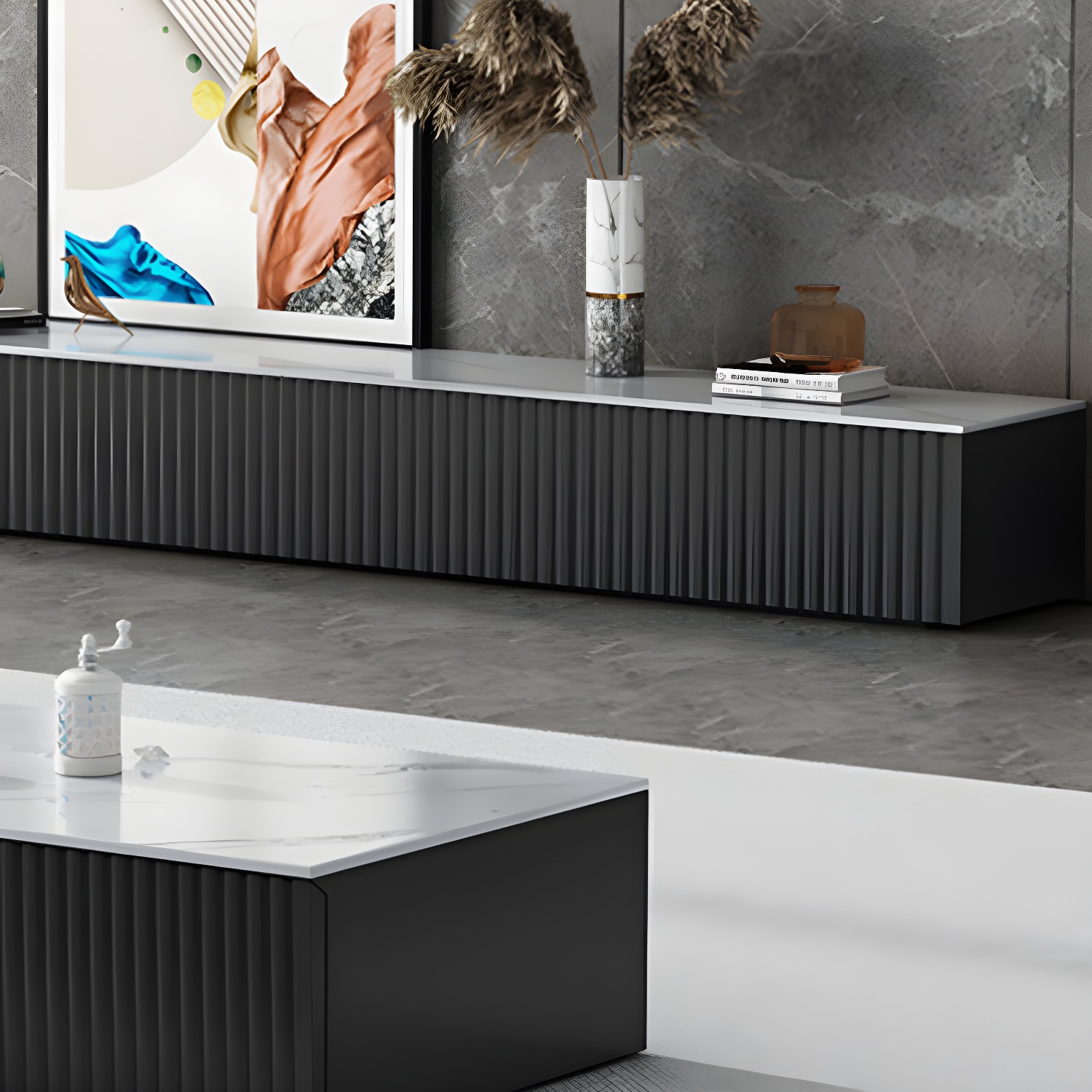 Contemporary TV Stand Console Wood TV Media Stand with Drawers - image 7