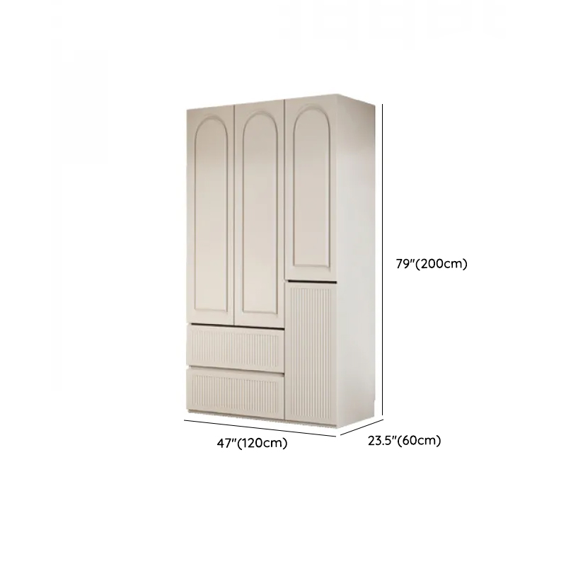 White Minimalist Pine Wood Wardrobe Closet with Soft Close Drawer, Soft Close Door, Interior Shelves, and Clothing Rod - image 8