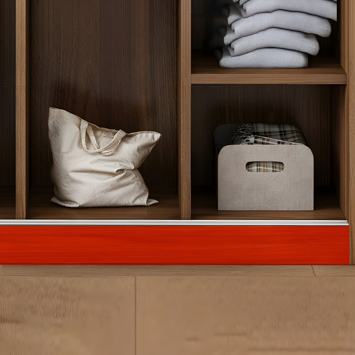 Non-Adjustable Traditional Brown Wood Wardrobe Armoire with Sliding Doors & Soft Close Drawers - image 7