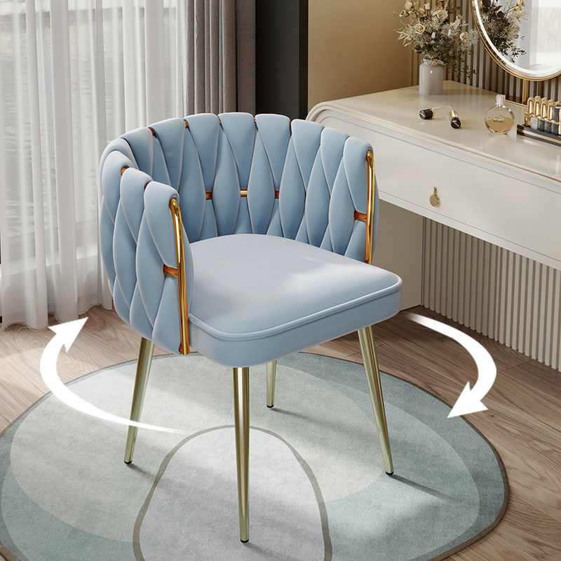 Glam Stable Framed Upholstered Arm Chair with Gold Base and Foot Pads for Dinette, Turned/Non-rotatable