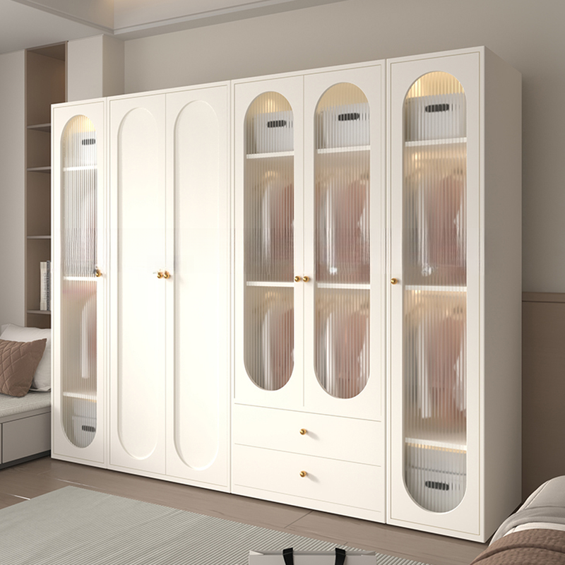 Chalk Casual Unattached Wardrobe with Adaptable Shelf, Soft Close Door, Hanging Rod, and Articulated Mechanism