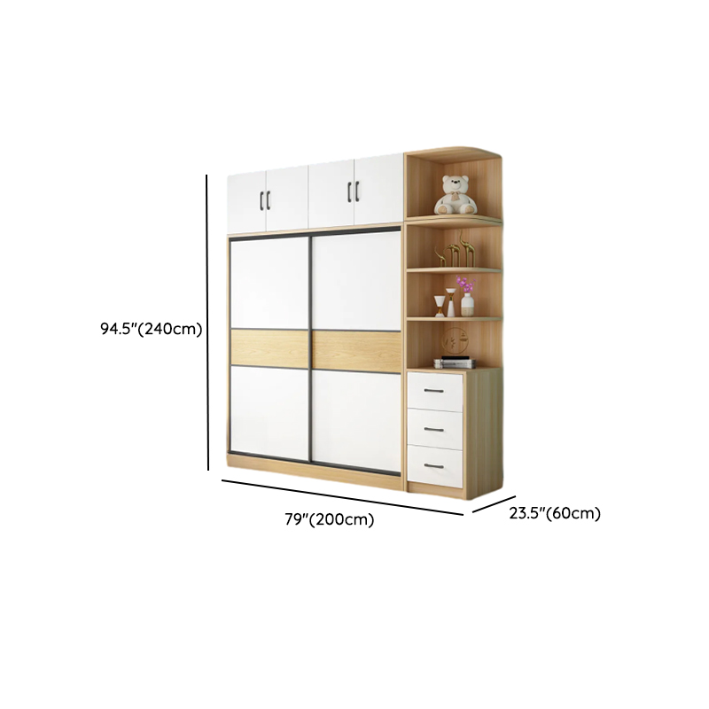 Chalk Minimalist Laminate Cabinet Armoire with 3-Drawer/4-Drawer, Interior Shelves, and Clothing Rod - image 16