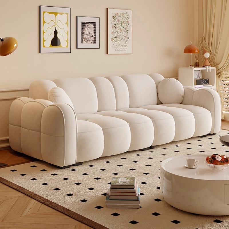 Minimalist Solid Color Standard Sofa Stain Resistant/Water Resistant Dove Grey/Auburn/Amber Color with 2 Pillows & Arm for 4-seater/Seats 3 - image 8