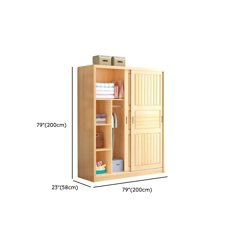Natural Finish Contemporary Manufactured Wood Wardrobe Closet with Soft Close Door, Interior Shelves, and Clothing Rod - image 5