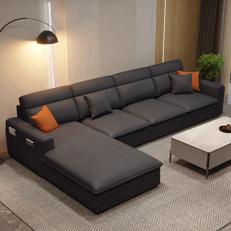L-Shape/Straight Natural Wood Sofa Chaise/Sofa Couch with Concealed Support