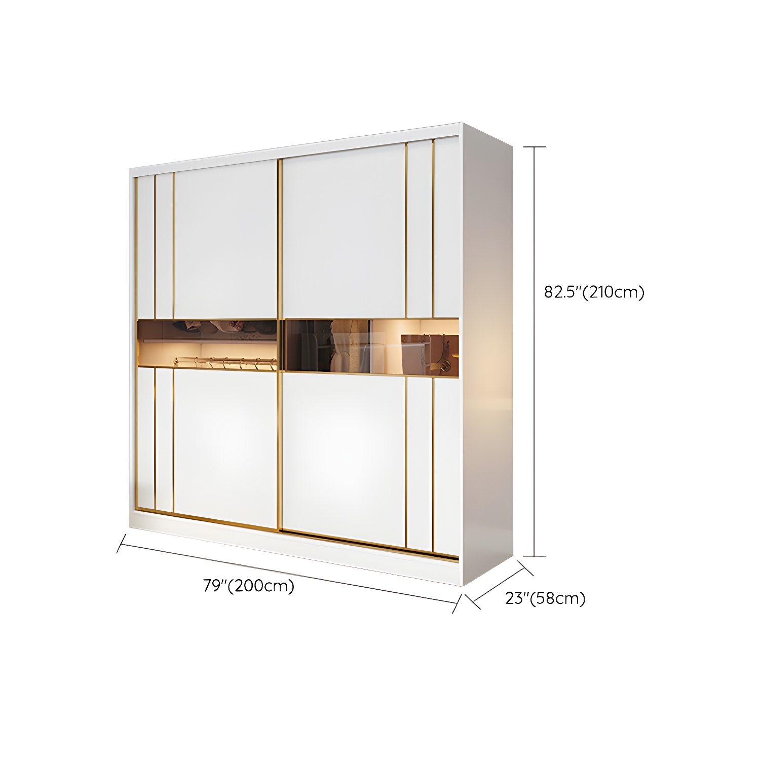 Modern White Wardrobe Armoire with Mirror, Drawers & Clothing Rod - image 17