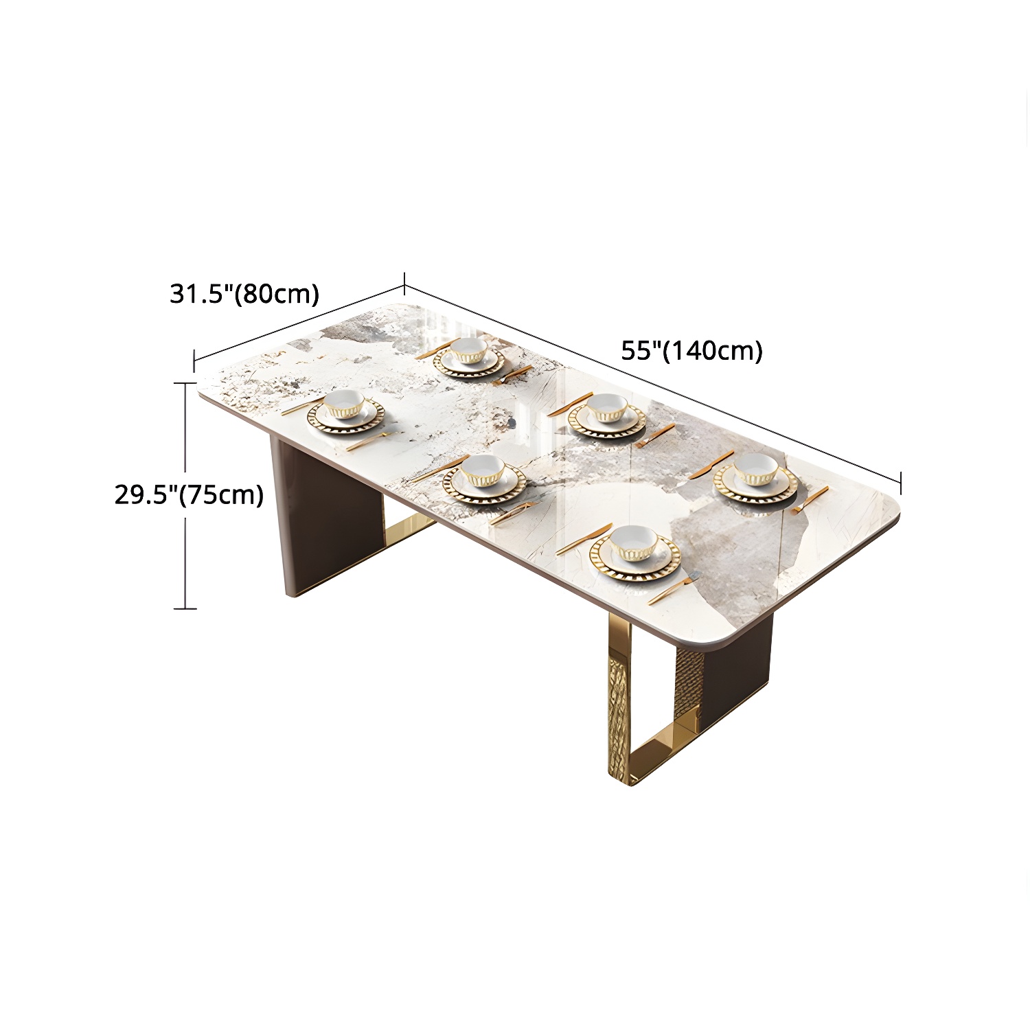 Luxury Sintered Stone Top Dining Set Rectangle 1/4/5/6/7/9 Pieces Dining Table with Chairs - image 12