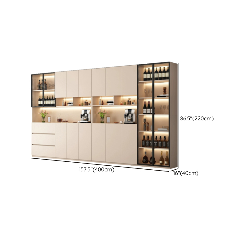 Off-White Contemporary Wood Buffet Sideboard with Cabinets and Shelves - image 33
