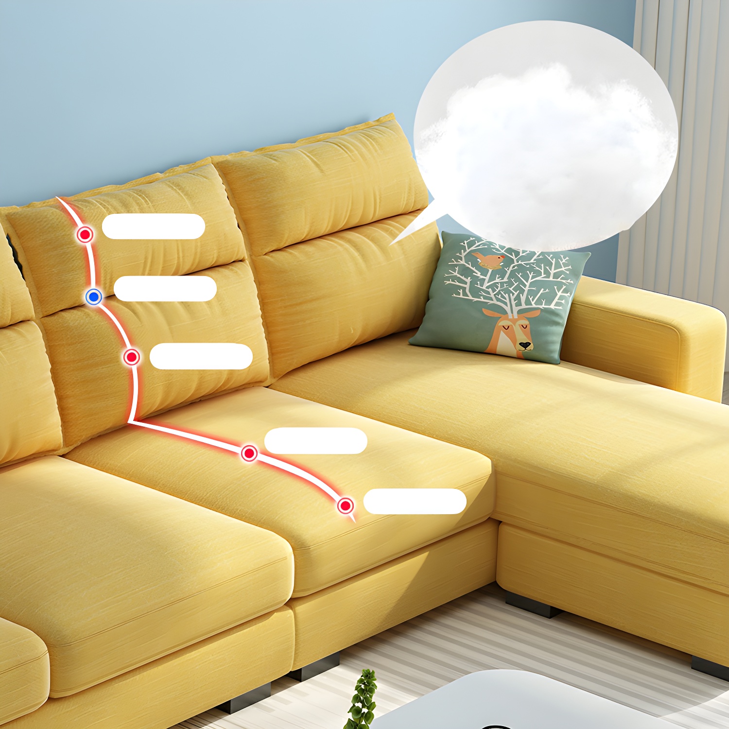 Scandinavian Wood Frame L-Shaped Modular Sofa Chaise in 2 Piece Set with Black Legs - image 10