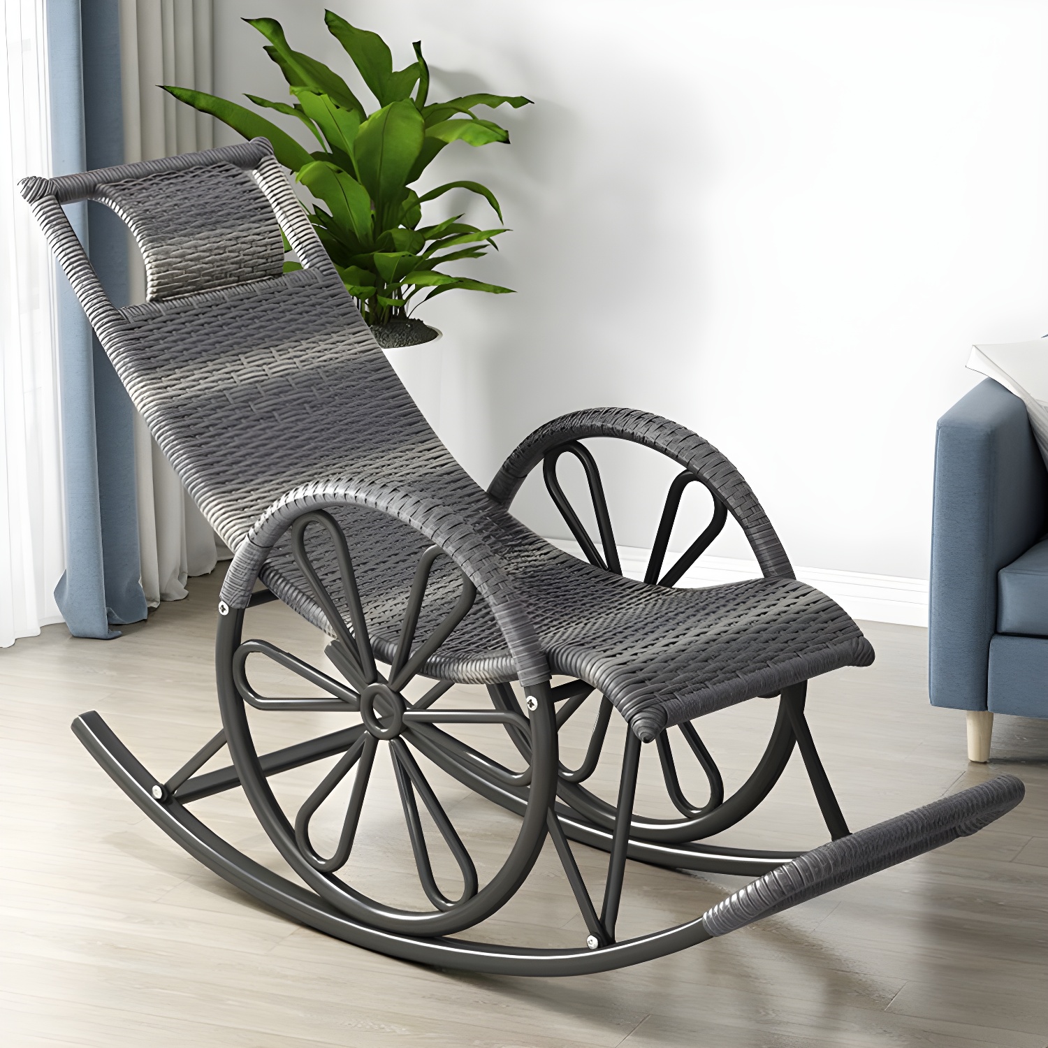Modern Rattan Rocking Chair Woven Rope Rocker Chair for Drawing Room - image 6