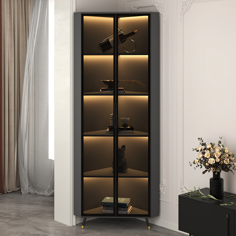 Art Deco Unattached Utility Storage Cabinet with Hydrophobic, Lighting, and Dove Grey Top