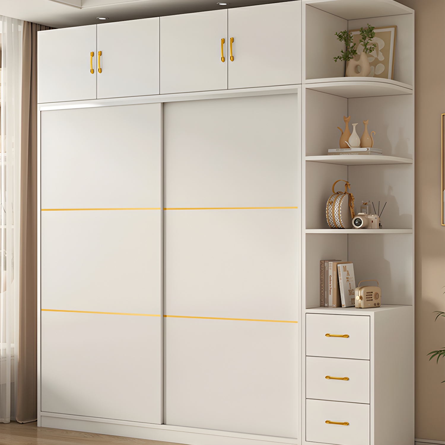 Spacious White Wardrobe Armoire with Shelves and Clothing Rod - Your Perfect Closet Solution