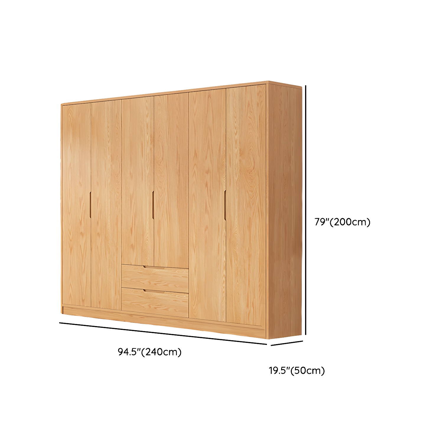 Modern Natural Wood Wardrobe Armoire with Sliding Doors, Drawers, and Shelves - image 114