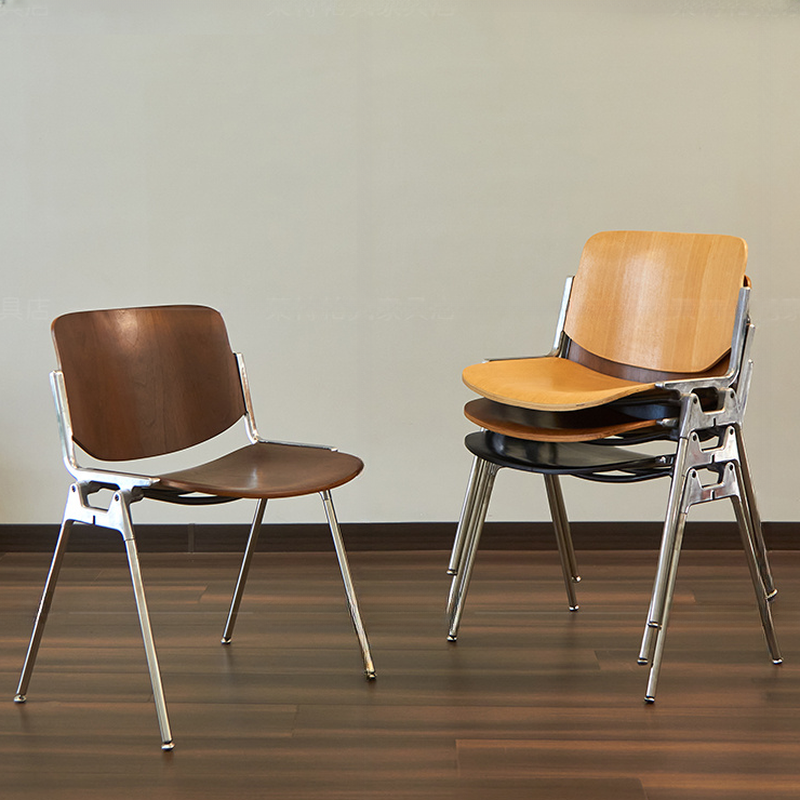 Old School Ventilated Back Armless Chair with Ink/Metallic Metal Legs, Nestable - image 16