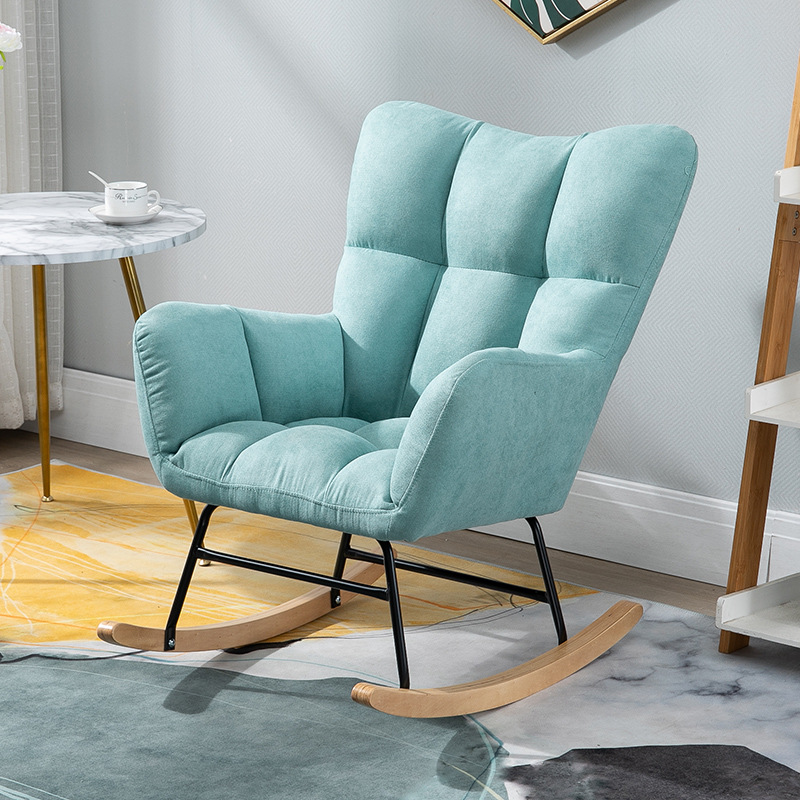 Modish Upholstered Cushioned Rocking Accent Chair 2 Piece Set with Footstool & Recessed Arm, Scratch-tolerant - image 8