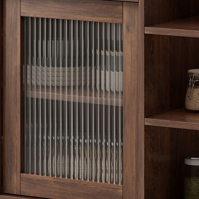 Contemporary Wood Buffet with Glass Doors and 3 Storage Drawers - image 9