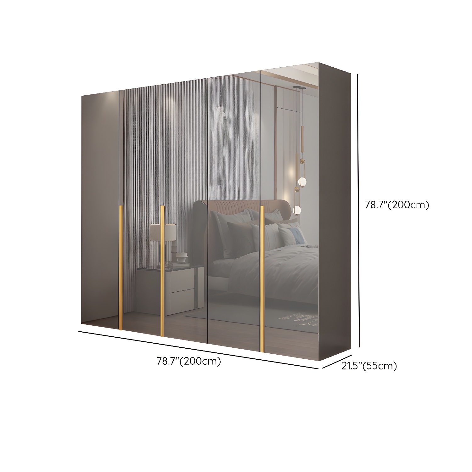 Bedroom Modern Storage Armoire Wooden Wardrobe Cabinet with Garment Rod - image 20