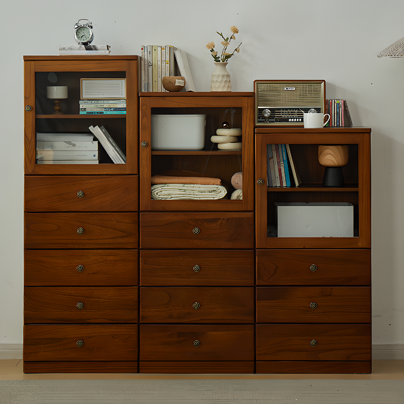 Modish Timber Console Dresser with 3/4/5 Drawers, Hutch Cabinets, and 2 Interior Shelves in Vertical Orientation - image 5