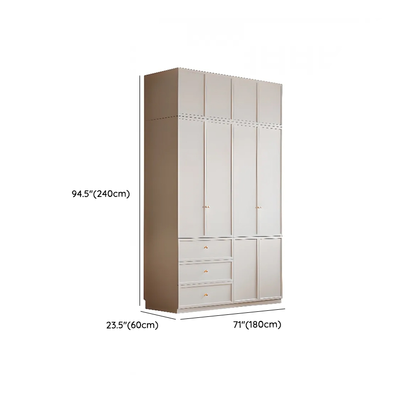 White Minimalist Wooden Wardrobe Closet with Soft Close Drawer, Soft Close Door, Interior Shelves, and Clothing Rod - image 10