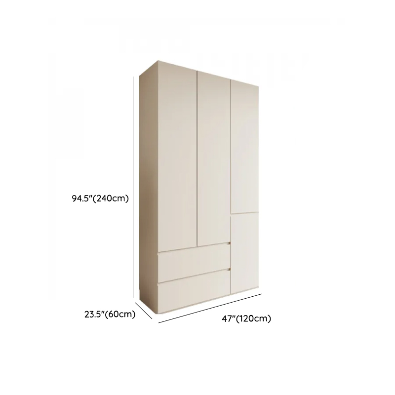 White Minimalist Manufactured Wood Independent Wardrobe Closet with Soft Close Drawer, Soft Close Door, and Interior Shelves - image 11