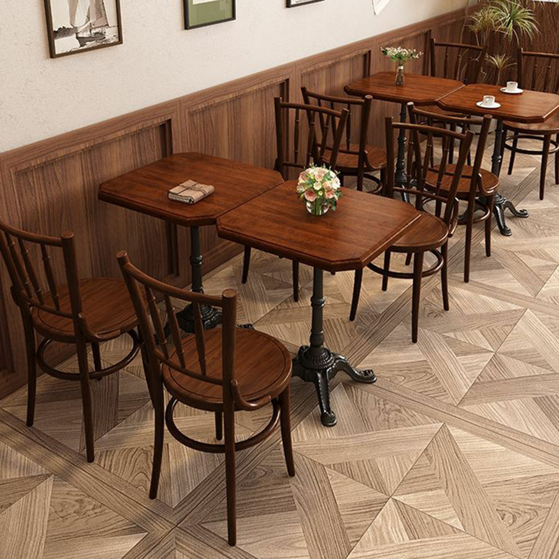 Standard Table Height Fixed Dining Table in Sand with a Natural Wood Tabletop for 2 in a Simplistic Style - image 4