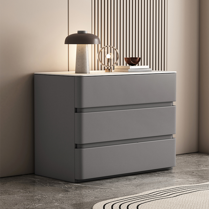 Art Deco Bedside Cabinet Nightstand with 3 Drawers and Sintered Stone Countertop - image 5