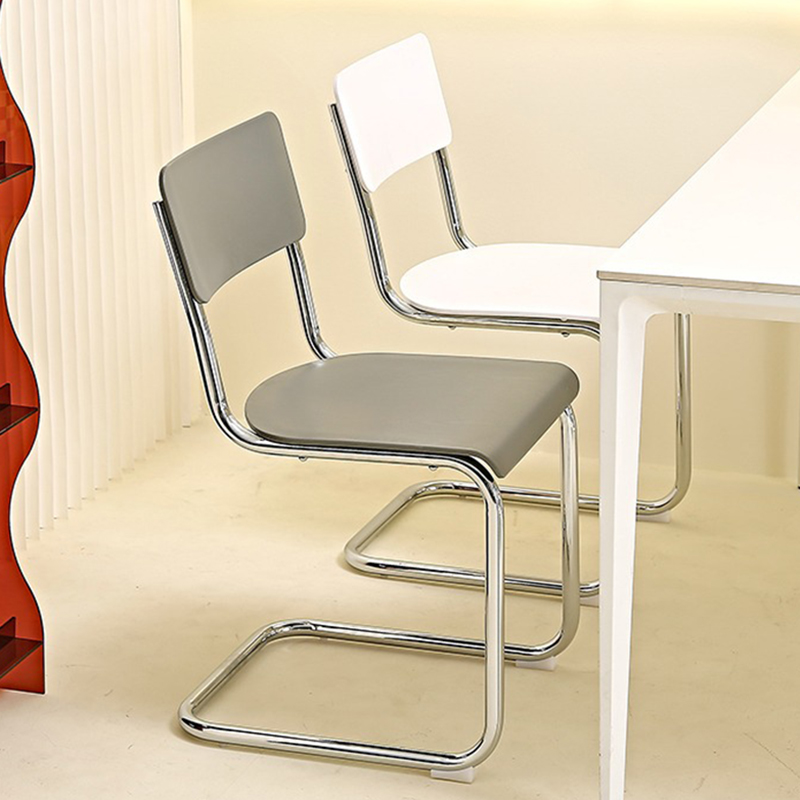 Cantilever Stable Armless Chair with Foot Pads, Open Back and Metal Base in a Modern Style - image 10