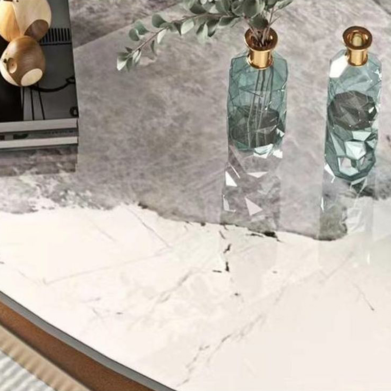 Luxurious Abstract Base Coffee Table with Elliptic Scratch-Resistant Stone Top - image 11