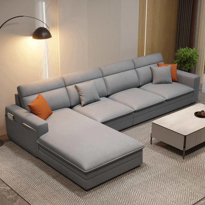L-Shape/Straight Natural Wood Sofa Chaise/Sofa Couch with Concealed Support