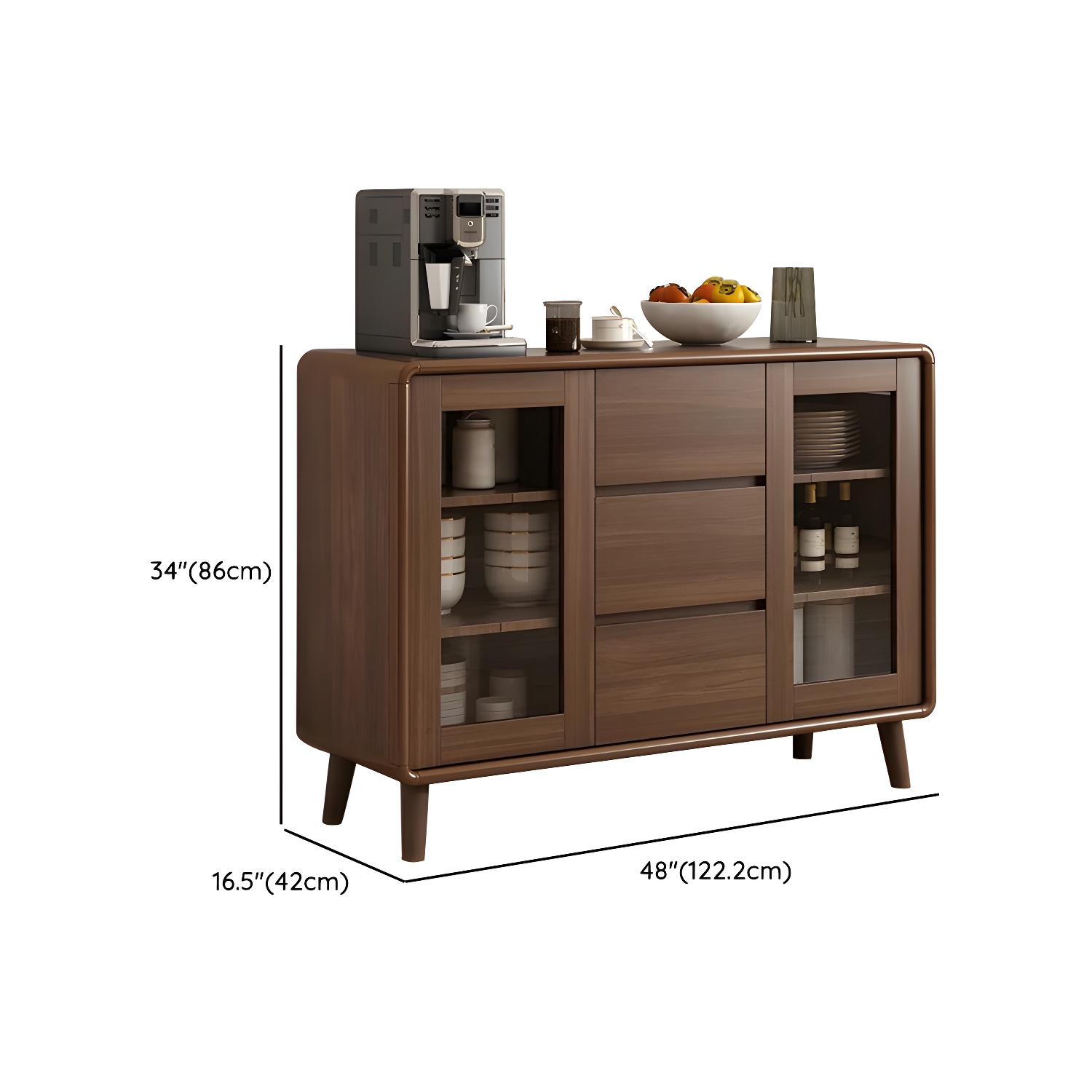 Modern Brown Wood Sideboard with Cabinets and Drawers - Stylish and Functional Buffet for Storage - image 14