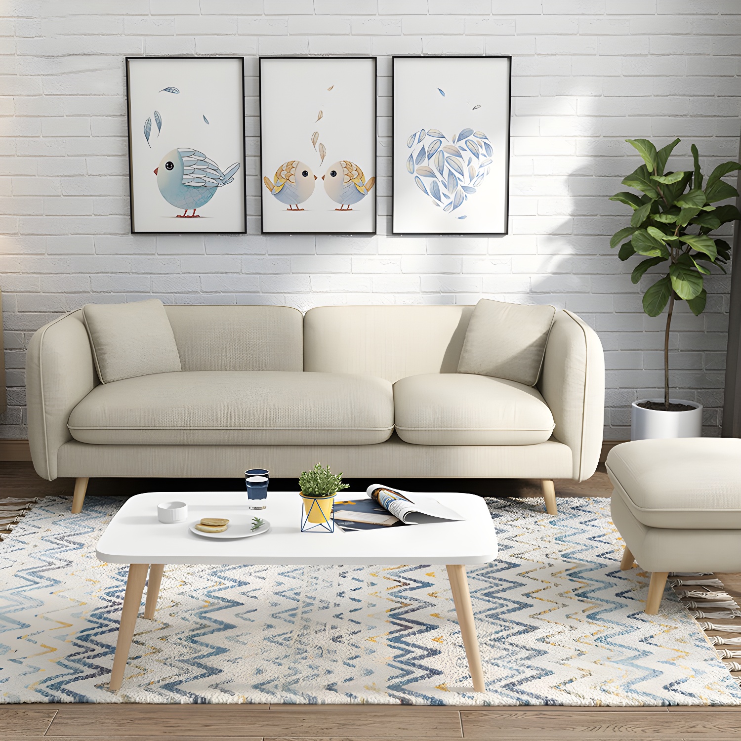 Modern Linen Tuxedo Arm Standard Sofa with Bolster Pillows for Living Room - image 8