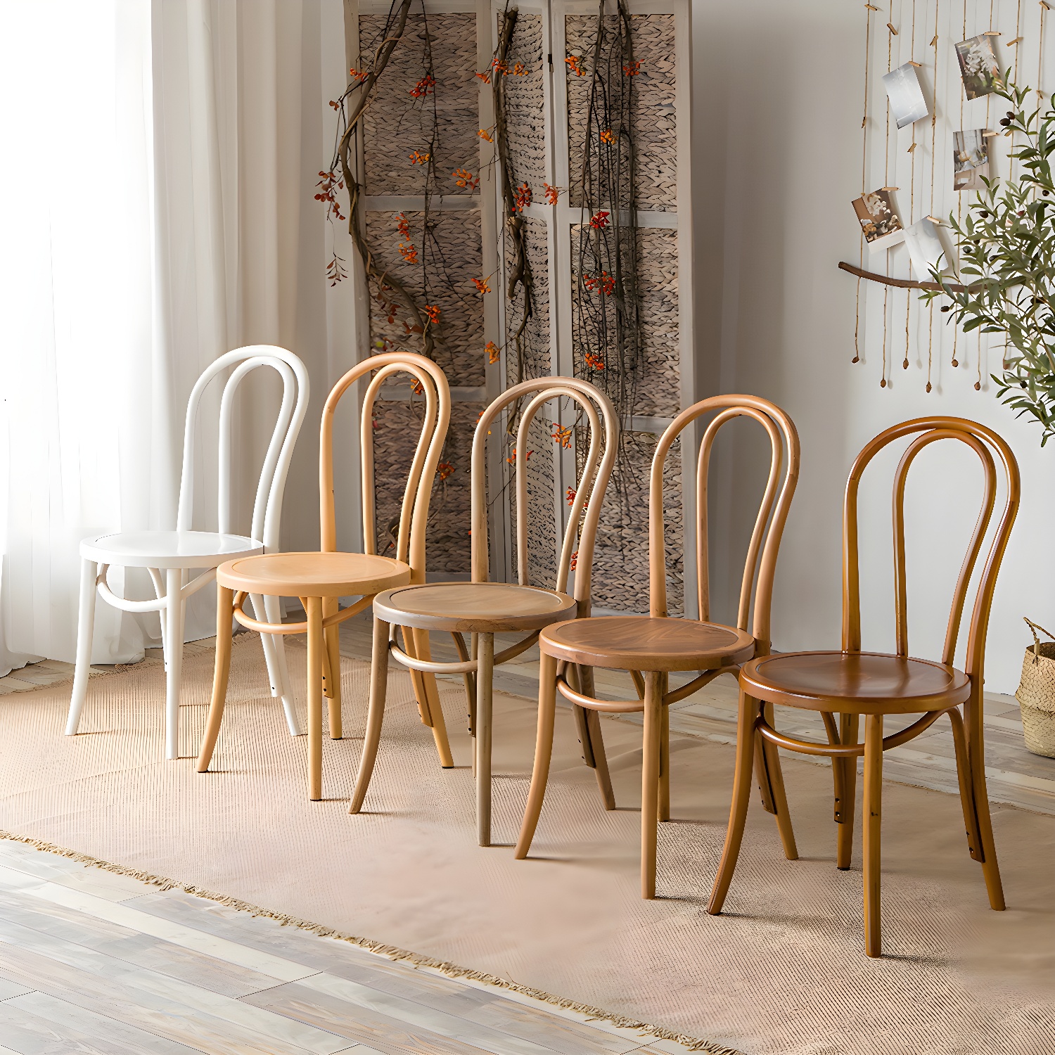 Modern Solid Beech Wood Chairs Kitchen Dining Windsor Back Side Chair Set - image 17