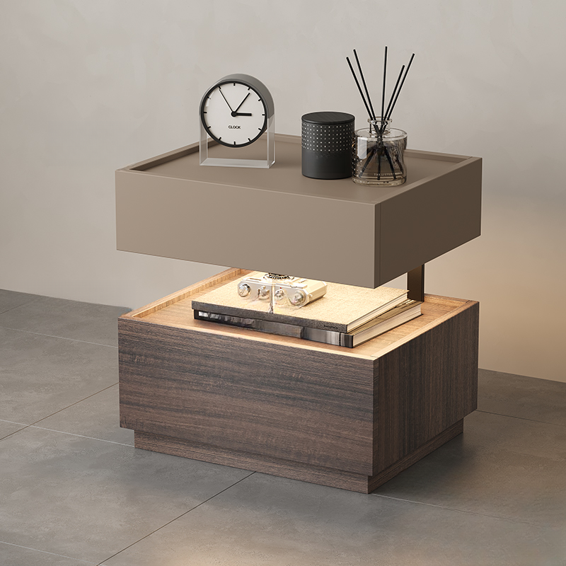 Organic Modern Nightstand With Drawer Organization with Particle Board Wood Countertop and Illuminating Lighting - image 10