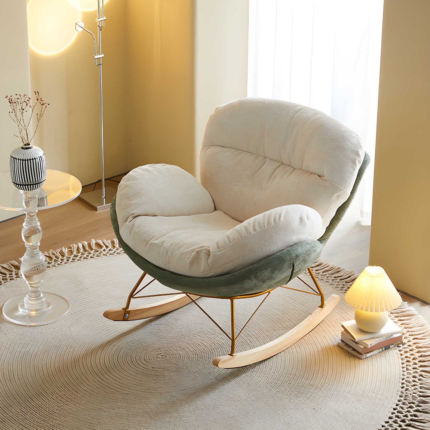 Scandinavia Rocking Accent Chair with Removable Cushions in Solid Wood - image 18