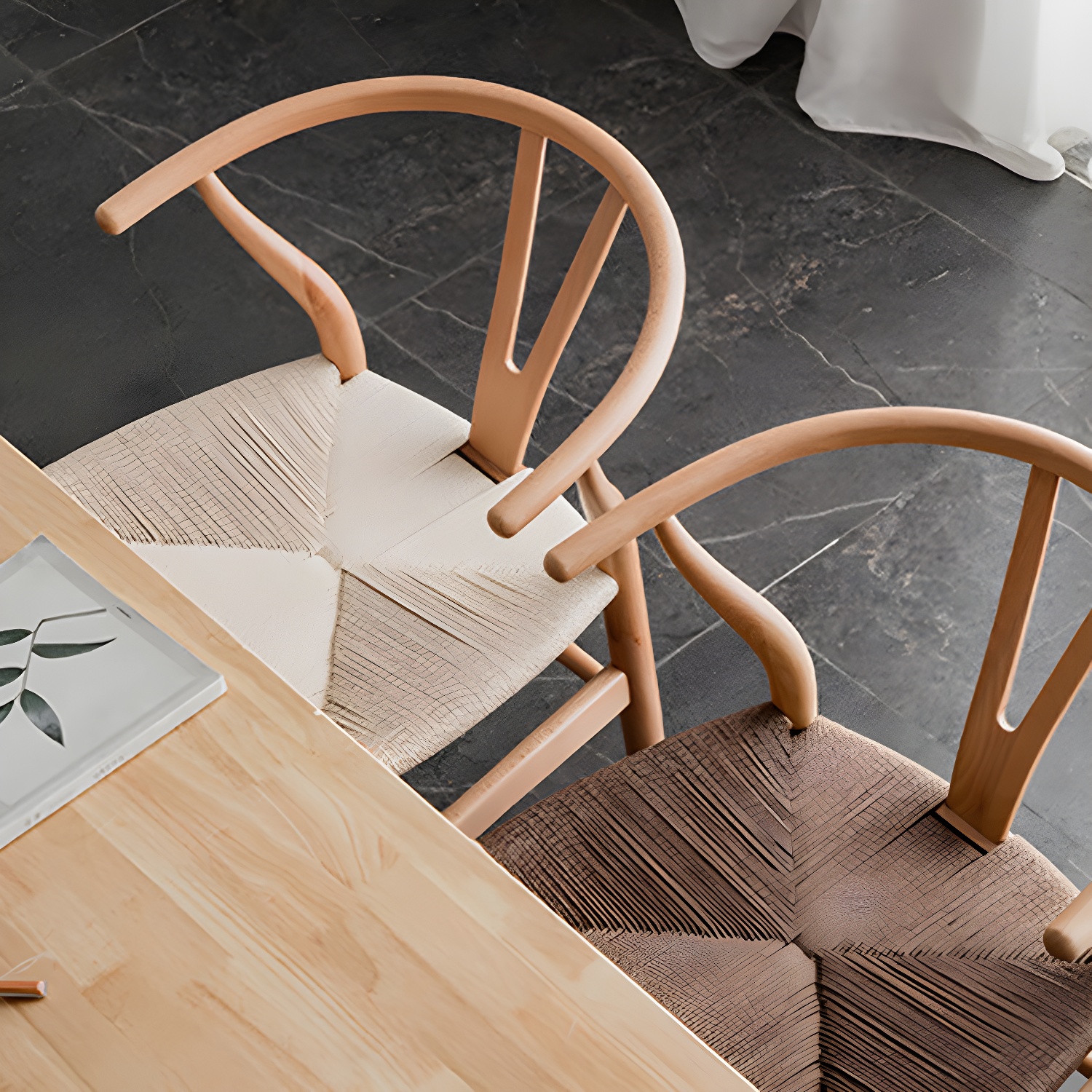 Scandinavian Style Wood Dining Chair Dining Room Wishbone Chair with Arm - image 27
